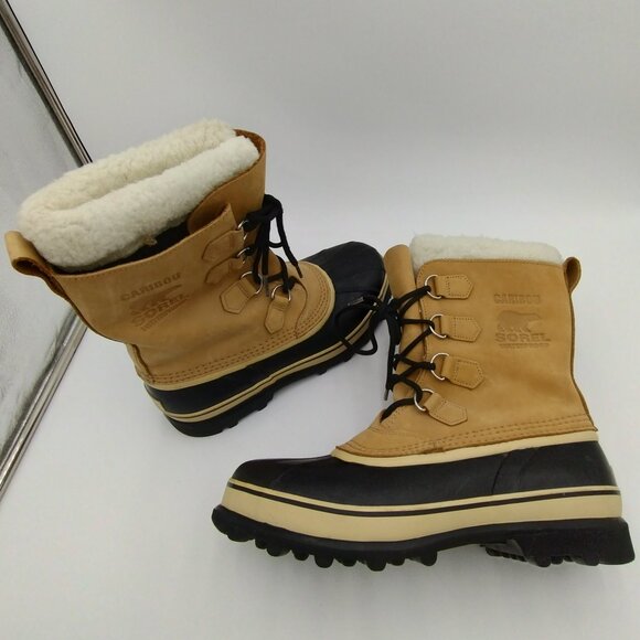 Sorel Caribou Waterproof Hiking Boots Beige Size 10 - Picture 1 of 14